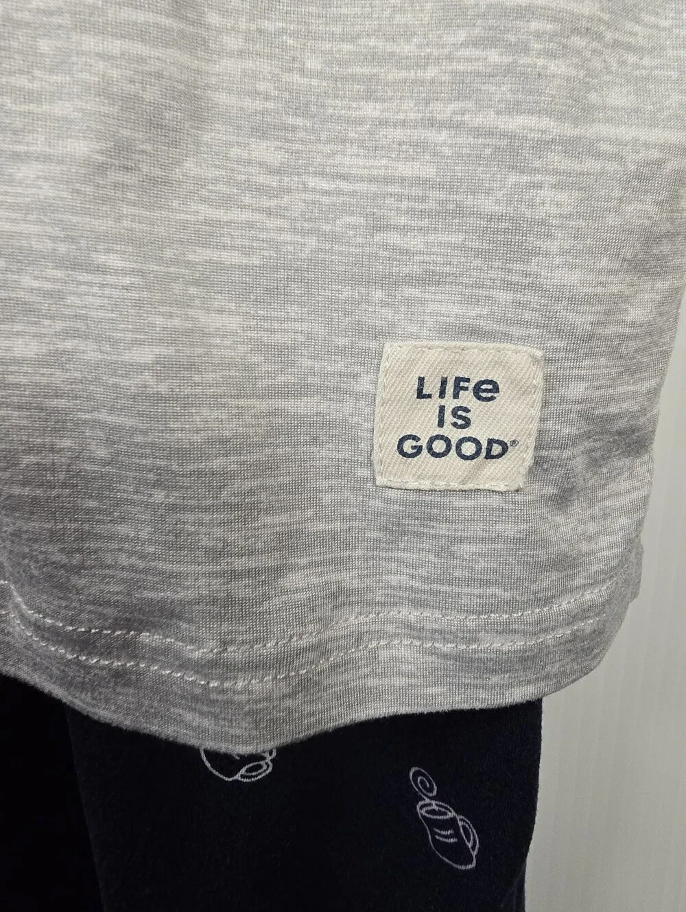 Life Is Good Heather Gray Top and Navy Mug-Print Shorts 2pc. Set Size XL - Picture 7 of 10